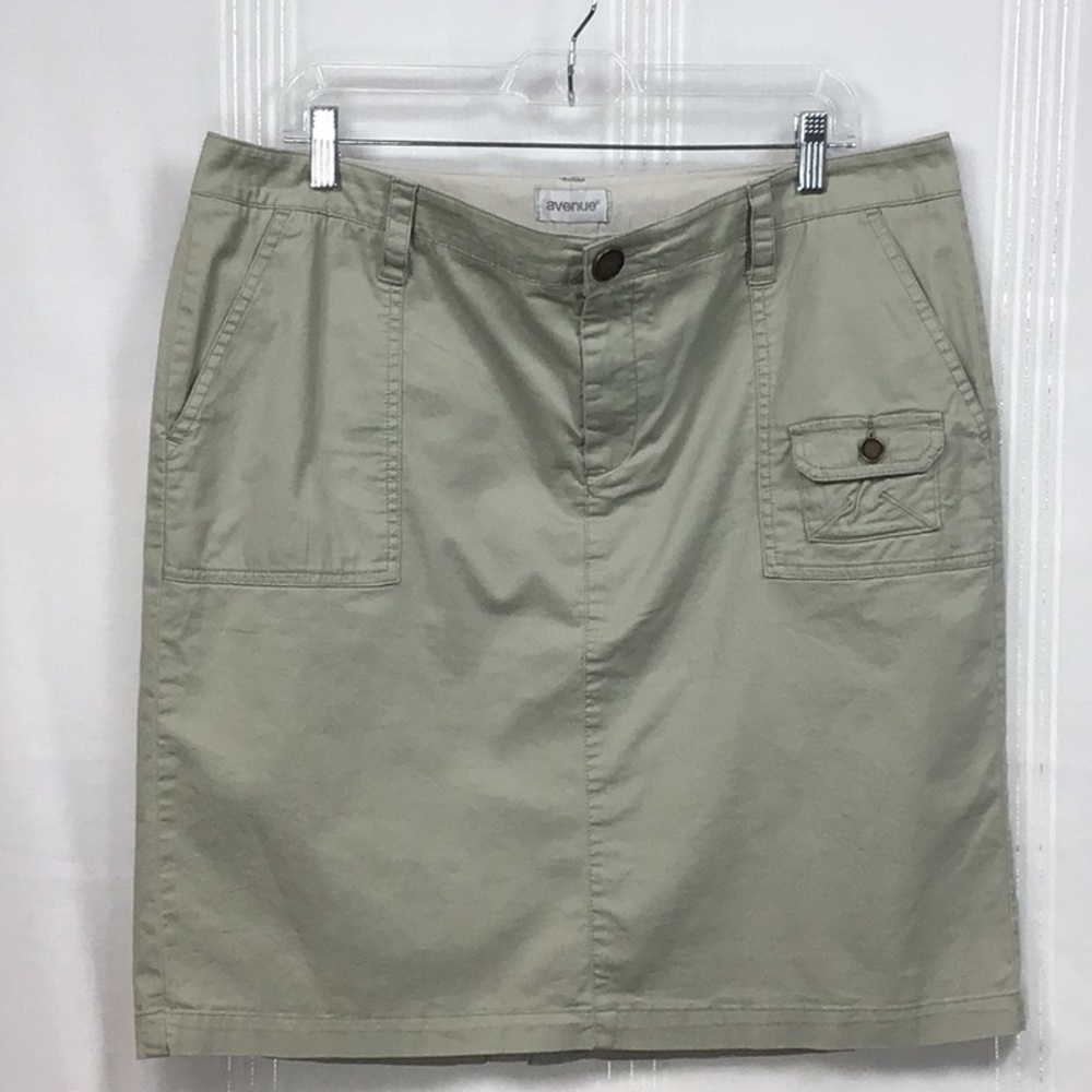 Avenue Olive Green Cargo Pocket Skirt